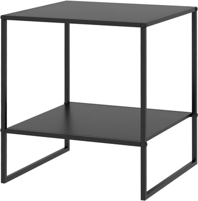 REDOM Bijzettafel Industrieel – Zwarte stalen bijzet-/nachtkast, 1 open plank, 40×40×45 cm, draagvermogen 20 kg