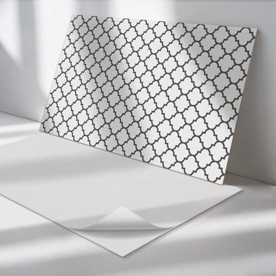 Wallfluent Vinyl Wandpaneel - Patroon met symmetrische vormen Vinyl Wandbekleding - 120 cm x 60 cm - Zwart PVC wandpaneel - 1 stuk - Rechthoekig Wandbekleding Vinyl - Patroon Wandpaneel - Zelfklevend Muurpaneel - Wandpaneel Keuken en Badkamer