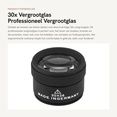 Dailygoods- Vergrootglas 30x vergroting - Zinklegering - Professioneel - Loep - Klein formaat - Ideaal voor sieraden en munten