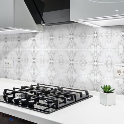 Muurstickers - Zelfklevende tegelmuurstickers voor keuken en badkamer - 24 tegelstickers met marmerlook - 24 stickers van 10x10 cm