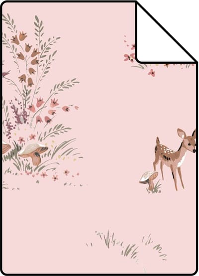 Proefstaal ESTAhome behang hertjes roze - 26.5 x 21 cm - 131429-S