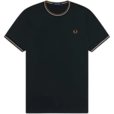 T-shirt met dubbel contrasterend biesje Fred Perry