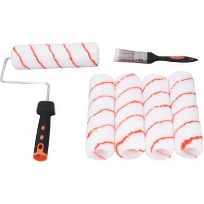 Verfroller Set 9in Kleine Kit met Kwast Bakje Huis Binnen Schildergereedschap Benodigdheden white