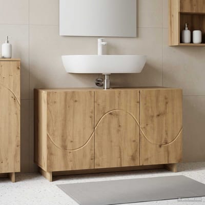 vidaXL - Badkamerkast - Artisanaal - eiken - 101 - x - 41 - x - 58 - cm - bewerkt - hout
