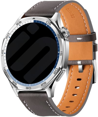 Strap-it Smartwatch bandje 22mm - leren 'one push' band geschikt voor Samsung Galaxy Watch 3 45mm - Polar Vantage M / Grit X - Huawei Watch GT 2/3/4/5 (Pro) - 46mm / OnePlus Watch - Xiaomi Watch S1 / S3 / S4 / Watch 2 (Pro) - donkergrijs