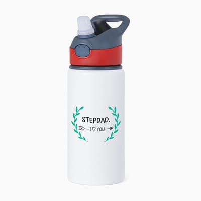 Hacebo® - stepdad I love you waterfles met rietje rood - Papa - de liefste vader - vader cadeautjes - vaderdag - verjaardag - geschenk - kado - water fles - 650ML