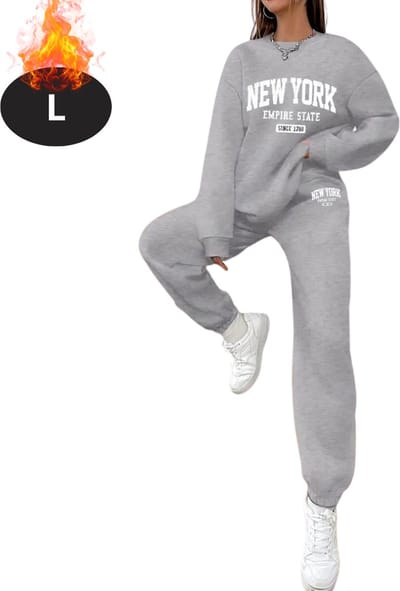 Nivard Joggingpak - Huispak - Volwassenen - Trainingspak - Comfortabel - Joggingsbroek - Tracksuit - Dames - Winter - Grijs - L