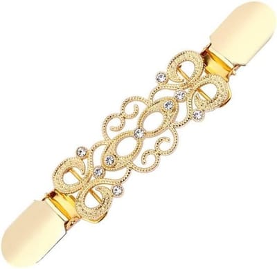 Fako Bijoux® - Vestsluiting - Vestclip - Sjaalspeld - Vestklem - Krullen - Strass - Goudkleurig