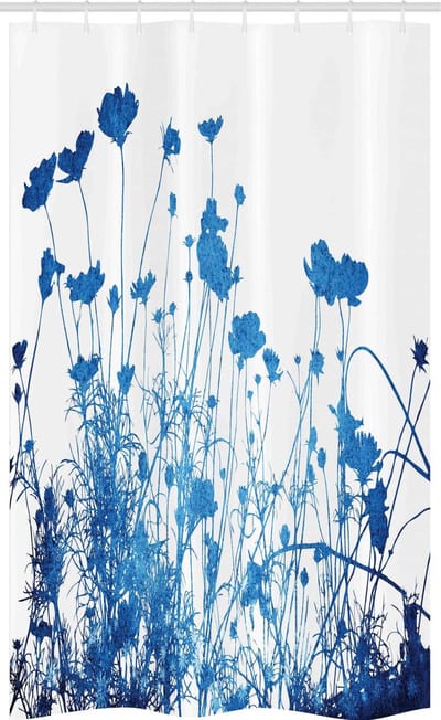 ABAKUHAUS Douchegordijn Blauw-wit bloemen 120 x 180 cm – waterafstotend