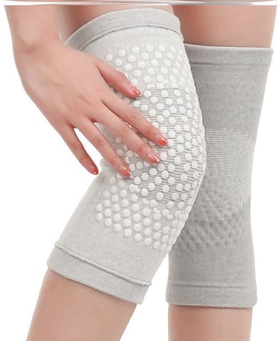 1 paar kniebraces – kniebeschermers – kniebeschermers volwassenen - Sportbescherming – Magnetisch – Maat L – Polyester – Grijs