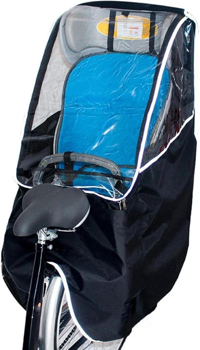 Kinderzitje Overkapping - Regenhoes Fiets - Bescherming Kinderen - Reflecterende Biezen - Universele Pasvorm - Zwart