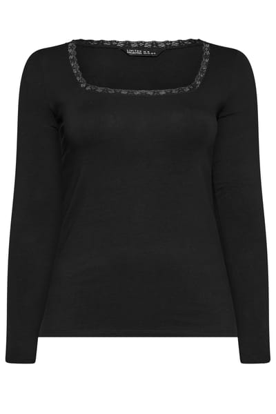 Limited Collection Zwart Kanten Top Met Lange Mouwen Size 48