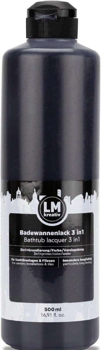 LM-Kreativ Muurverf - Tegelverf voor Badkamer - 3-in-1 Hechtlaag, Kleurlaag en Beschermlaag - Zwart - 500 ml
