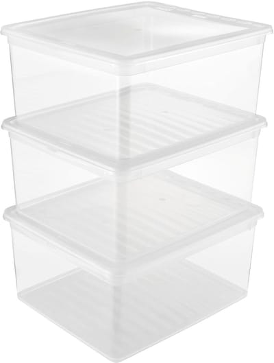 Opbergdoos met air control-systeem - 3-delige set hoogte 18 cm - 3 x 18 l - Bea doorzichtig transparent box