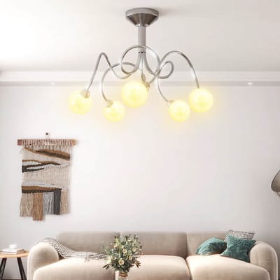 vidaXL Plafondlamp met glasbollen rond 5xG9