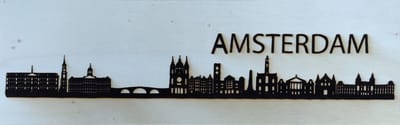 Houten skyline van uw eigen stad of stad naar keuze! - Gebrand hout - Wanddecoratie / muurdecoratie - 38cm x 11.5cm x 12mm - Populieren - Rotterdam - Utrecht - Amsterdam - Den Haag - Eindhoven