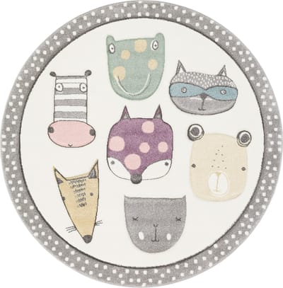 Pergamon Vloerkleed Maui Kids Vrolijke Dieren Kleurrijke Ronde