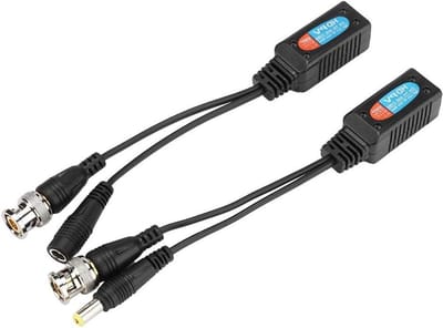 Video Balun RJ45 BNC - Transceiver Zender - Signaal Overzetten - Passief met Stroom - 300M - Zwart