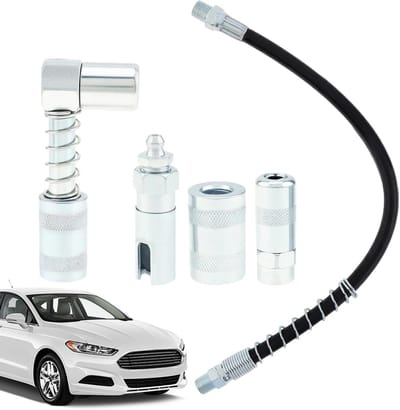 Vetspuit Accessoires - Smeergereedschap Set - Voertuig Onderhoud - Robuust Koolstofstaal - 5 Delige Set - Zilverkleurig