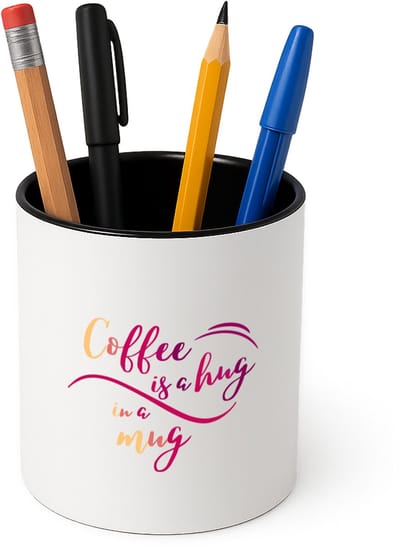 Hacebo® - Coffee is a hug, I am a mug Pennenbakje - Koffie - iemand die houdt van koffie - pennenhouder - koffie liefhebbers - quote - verjaardagscadeau - cadeau - kado - gift - geschenk - verrassing - Pennenbakje zwart