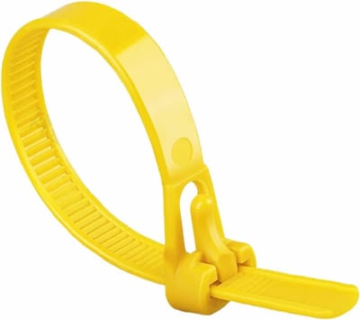 100 Stuks Gele Dikke Kabelbinders - Stevige Nylon Plastic Zelfsluitend 150mm x 7.6mm, Ideaal voor Organiseren en Bevestigen van Kabels en Draden