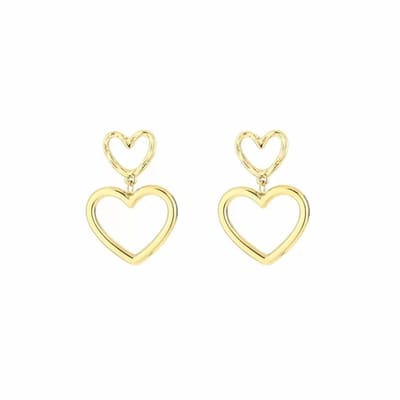 Bijoutheek Oorknoppen 2 Harten Goud
