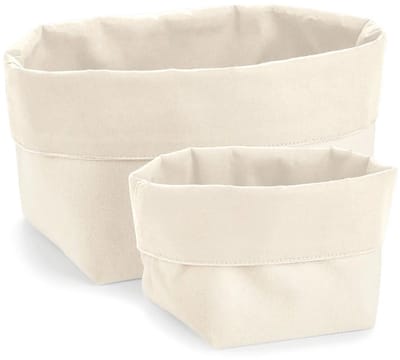 Westford Mill Reversible Canvas Organiser WM572 - Natural - L (22 x 22 x 16 cm)