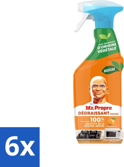 Mr. Proper - Keukenontvetter Spray - Mandarijn - Natuurlijke ingrediënten - 500 ml - Voordeelverpakking - 6 stuks