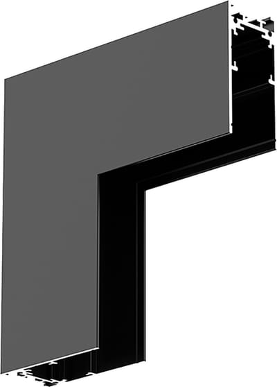 Hoekstuk voor 48V Magnetische Track Rails - Brinton Magni - Opbouw - Plafond naar Muur - Zwart
