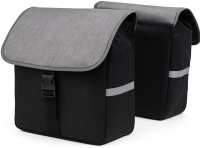 CUHOC Dubbele Fietstas 40L 600d - Waterdicht - Grijs/Zwart - 2x20L - Stevig Kliksysteem - Fietstassen Elektrische Fietsen - Reflecterende Strepen