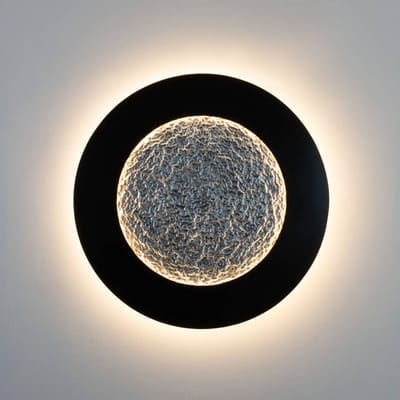 Holländer LED wandlamp Luna Pietra, bruin-zwart-zilver, Ø 80 cm