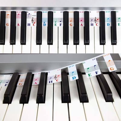 Pianotoetsen Notenlabels - Keyboard Stickers - Muziek Leren - Kleurgecodeerd - 61 toetsen - Meerkleurig