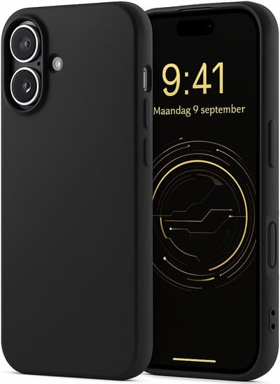 YPCd Backcover Geschikt voor Apple iPhone 16 – Shockproof TPU Hoesje met Verhoogde Randen voor Scherm- en Camerabescherming – Zwart