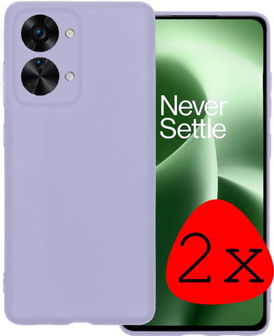 Hoesje 2 Stuks - Geschikt voor OnePlus Nord 2T - Sterk & Shockproof - Case Siliconen - Back Cover - Telefoon Hoes - Lila