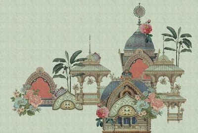 Fotobehang jaipur1 DD121824 Livingwalls Walls by Patel 3 Groen Beige Creme Vlies 270 x 400 cm (4 delen) 3D Fotobehang op maat