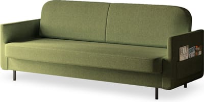 Moderne Bank met Klik-Klak-Mechanisme, Opbergtassen, Waterafstotende Stof, Ideaal voor Kleine Ruimtes en Woonkamers - Slaapbank POUCH - Groen (Aragon 39)