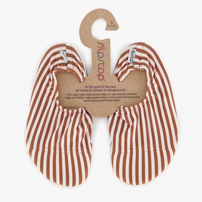 Slipstop antislip waterschoen Cognac Stripe - Maat L 30-32