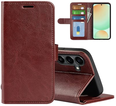 MobyDefend Hoesje - Geschikt voor Samsung Galaxy S25 FE - Wallet Book Case (Sluiting Achterkant) - Bruin