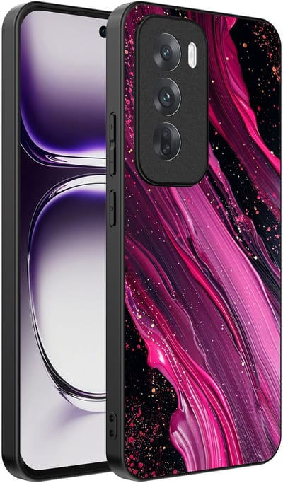 Smartphonica Telefoonhoesje Geschikt voor Oppo Reno 12 met marmer opdruk - TPU backcover case marble design - Paars Roze geschikt voor Oppo Reno 12