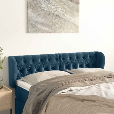 vidaXL - Hoofdbord - met - randen - 147x23x78/88 - cm - fluweel - donkerblauw
