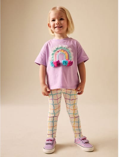 Next - Meisjes - Set van top met korte mouwen en legging - Paars