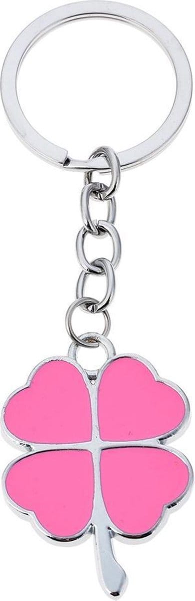 Melady Sleutelhanger Roze Metaal Klavertje Sleutelhanger met Koord Cadeau voor haar