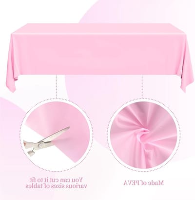 Vijf Stuks Roze Plastic Tafelkleden, 137 x 274 cm, Ideaal voor Feesten, Bruiloften en Picknicks
