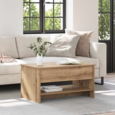 vidaXL - Salontafel - Artisan - Eiken - 80 - x - 50,5 - x - 41,5 - cm - Bewerkt - hout