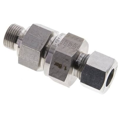 12L (M18x1.5) & G3/8'' Regeling-Uit RVS Terugslagklep Snijring Buitendraad 1-250 bar ISO 8434-1