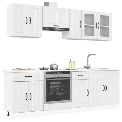 vidaXL - 8-delige - Keukenkastenset - Lucca - bewerkt - hout - glanzend - wit