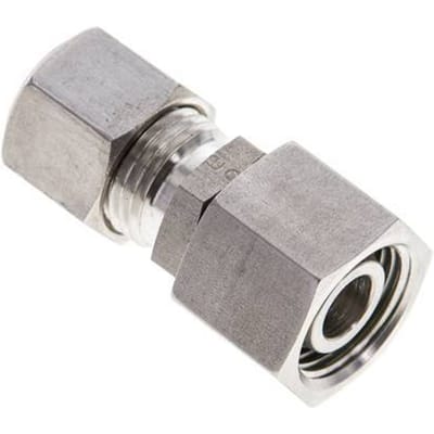 10L & 12L RVS Rechte Knelfitting Draaidoorvoer 315bar FKM O-ring en Afdichtconus ISO 8434-1