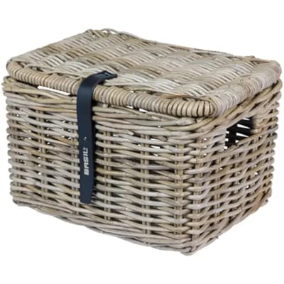 Fiets Basil mand Dax S + deksel rotan grijs
