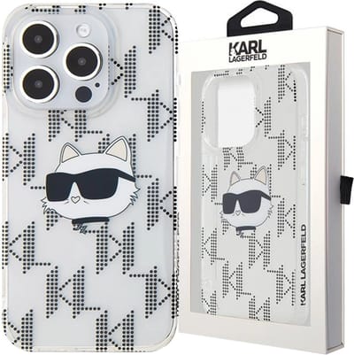 Karl Lagerfeld IML Choupette Head & Monogram case for iPhone 15 Pro - transparent