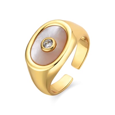 Luxenter ring met wit parelmoer 18k gouden afwerking - Staxo